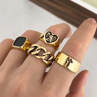 Hip-hop Cool Style Cross Square Heart Shape Alloy Enamel Hollow Out Unisex Rings main image 8