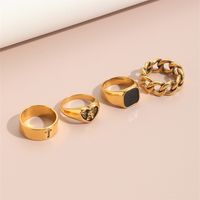 Hip-hop Cool Style Cross Square Heart Shape Alloy Enamel Hollow Out Unisex Rings main image 3