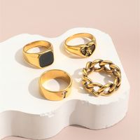 Hip-hop Cool Style Cross Square Heart Shape Alloy Enamel Hollow Out Unisex Rings main image 4