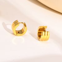 1 Pair Simple Style Streetwear Solid Color Plating 304 Stainless Steel 18K Gold Plated Hoop Earrings main image 7