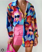 Women's Blouse Long Sleeve Blouses Vacation Portrait Color Block main image 3