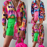 Women's Blouse Long Sleeve Blouses Vacation Portrait Color Block main image 4