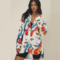 Mujeres Blusa Manga Larga Blusas Casual Cara Humana Vistoso sku image 2