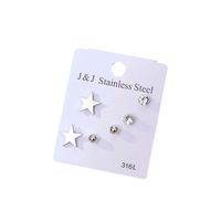 1 Set Casual Classic Style Pentagram Stainless Steel Plating Inlay Zircon Ear Studs main image 2