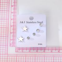 1 Set Casual Classic Style Pentagram Stainless Steel Plating Inlay Zircon Ear Studs main image 1
