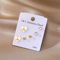 1 Set Elegant Heart Shape Stainless Steel Plating Inlay Zircon Ear Studs main image 4