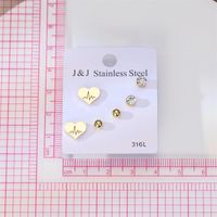 1 Set Elegant Heart Shape Stainless Steel Plating Inlay Zircon Ear Studs main image 3