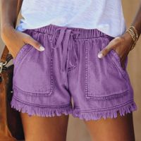 Women's Street Streetwear Solid Color Shorts Washed Jeans main image 5
