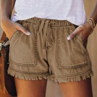 Women's Street Streetwear Solid Color Shorts Washed Jeans main image 4