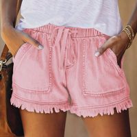 Women's Street Streetwear Solid Color Shorts Washed Jeans main image 6
