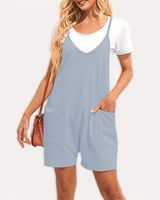 Women's Holiday Street Casual Solid Color Shorts Pocket Patchwork Rompers main image 5