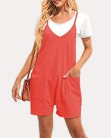 Women's Holiday Street Casual Solid Color Shorts Pocket Patchwork Rompers main image 4