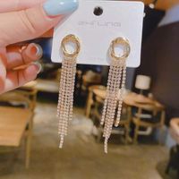 Simple Style Circle Alloy Tassel Plating Inlay Rhinestones Women's Drop Earrings main image 2