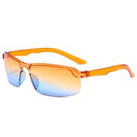 Sports Color Block Pc Special-shaped Mirror Patchwork Frameless Women's Sunglasses main image 3