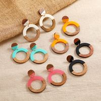 Casual Color Block Wood Resin Patchwork Women's Drop Earrings main image 1