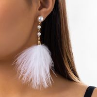 Simple Style Commute Solid Color Imitation Pearl Feather Inlay Artificial Pearls Women's Drop Earrings sku image 2