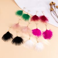 Simple Style Commute Solid Color Imitation Pearl Feather Inlay Artificial Pearls Women's Drop Earrings main image 4
