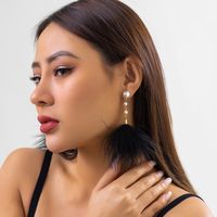 Simple Style Commute Solid Color Imitation Pearl Feather Inlay Artificial Pearls Women's Drop Earrings main image 2