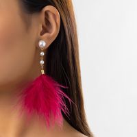 Simple Style Commute Solid Color Imitation Pearl Feather Inlay Artificial Pearls Women's Drop Earrings sku image 3