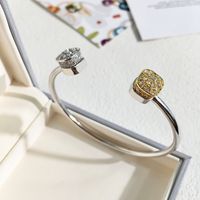 Simple Style Square Copper Gold Plated Artificial Gemstones Bangle In Bulk sku image 6