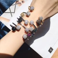 Simple Style Square Copper Gold Plated Artificial Gemstones Bangle In Bulk main image 1