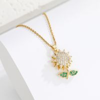 Simple Style Flower Copper Zircon Pendant Necklace In Bulk main image 1