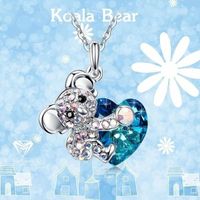 Cute Heart Shape Koala Alloy Copper Rhinestones Pendant Necklace In Bulk main image 1