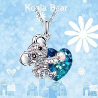 Cute Heart Shape Koala Alloy Copper Rhinestones Pendant Necklace In Bulk main image 6