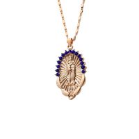 Retro Ethnic Style Virgin Mary Heart Shape Alloy Copper Rhinestones Pendant Necklace In Bulk sku image 3