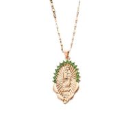 Retro Ethnischer Stil Jungfrau Maria Herzform Legierung Kupfer Strasssteine Halskette Mit Anhänger In Masse sku image 5