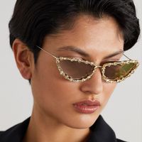 Exaggerated Punk Streetwear Solid Color Ac Cat Eye Diamond Full Frame Women's Sunglasses main image 4