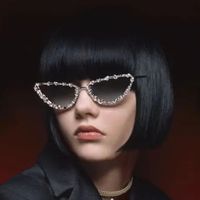 Exaggerated Punk Streetwear Solid Color Ac Cat Eye Diamond Full Frame Women's Sunglasses main image 3