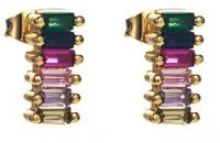 Fashion Geometric Inlaid Zircon Copper Artificial Gemstones Earrings sku image 1
