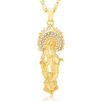 Retro Ethnic Style Virgin Mary Heart Shape Alloy Copper Rhinestones Pendant Necklace In Bulk sku image 6