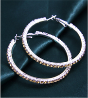 Exaggerated Shiny Round Alloy Inlay Rhinestones Women's Hoop Earrings main image 2