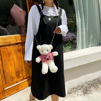 Women's Small Plush Bear Cute Zipper Crossbody Bag main image 3
