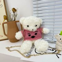 Women's Small Plush Bear Cute Zipper Crossbody Bag sku image 1