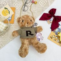 Women's Small Plush Bear Cute Zipper Crossbody Bag sku image 4