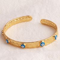 Retro Devil's Eye Copper 18k Gold Plated Cuff Bracelets In Bulk sku image 4