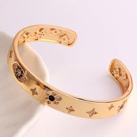 Hip-hop Palm Rose Leopard Copper 18k Gold Plated Zircon Bangle In Bulk sku image 5