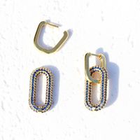 1 Pair Simple Style Geometric Plating Inlay Copper Zircon 18k Gold Plated Ear Studs main image 4