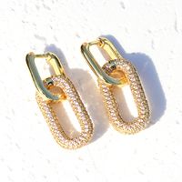 1 Pair Simple Style Geometric Plating Inlay Copper Zircon 18k Gold Plated Ear Studs main image 3