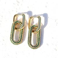 1 Pair Simple Style Geometric Plating Inlay Copper Zircon 18k Gold Plated Ear Studs sku image 2