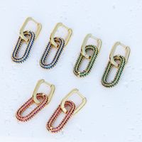 1 Pair Simple Style Geometric Plating Inlay Copper Zircon 18k Gold Plated Ear Studs main image 2