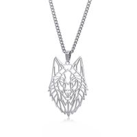 Hip-hop Wolf Stainless Steel Plating Hollow Out Men's Pendants Necklace sku image 2