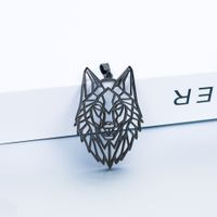 Hip-hop Wolf Stainless Steel Plating Hollow Out Men's Pendants Necklace sku image 4