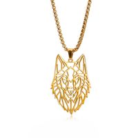Hip-hop Wolf Stainless Steel Plating Hollow Out Men's Pendants Necklace sku image 8