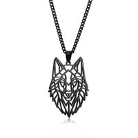 Hip-hop Wolf Stainless Steel Plating Hollow Out Men's Pendants Necklace sku image 7