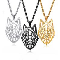 Hip-hop Wolf Stainless Steel Plating Hollow Out Men's Pendants Necklace main image 3