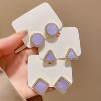 Sweet Triangle Round Alloy Resin Plating Inlay Rhinestones Women's Ear Studs main image 1